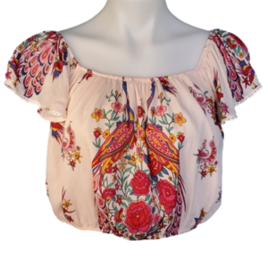 Miss Sixty floral crop tip with lace embroidered details